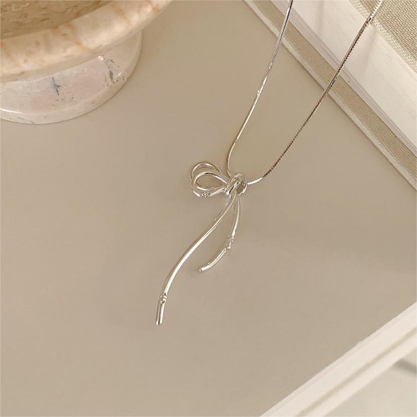 Argent Sterling Décontractée Chaîne Noeud D'Arc Pendentif display picture 4