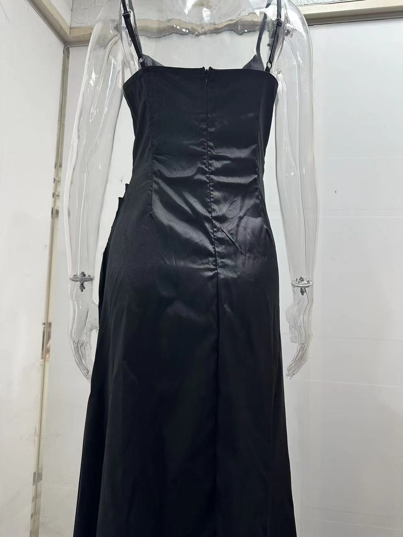 Frau Trägerkleid Sexy V-Ausschnitt Ärmellos Einfarbig Maxi Langes Kleid Täglich Datum display picture 10