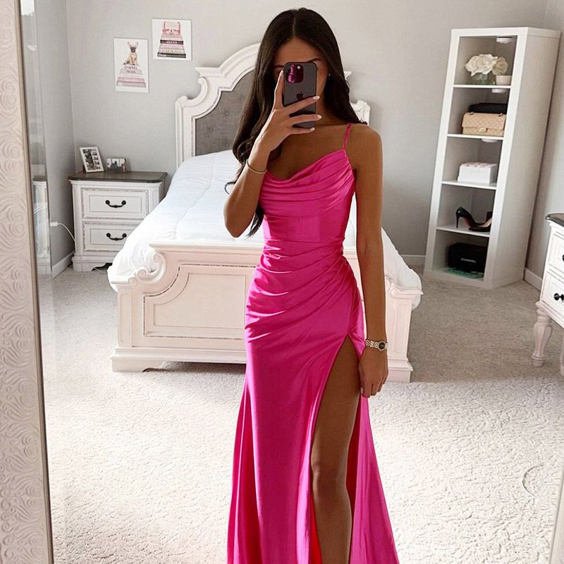 Women's Strap Dress Sexy V Neck Sleeveless Solid Color Maxi Long Dress Daily Date display picture 11
