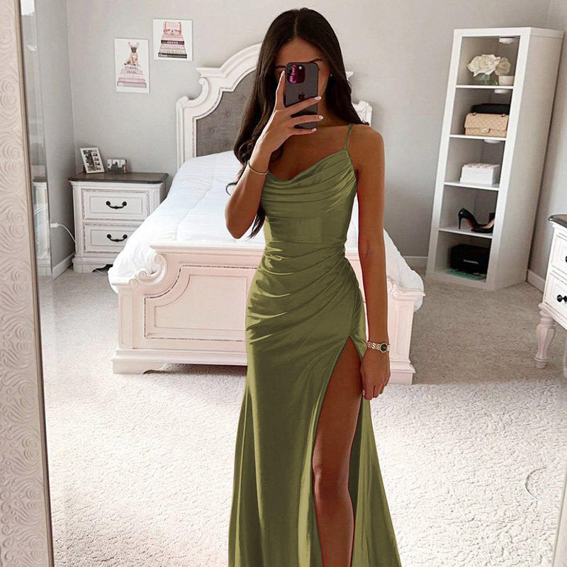 Women's Strap Dress Sexy V Neck Sleeveless Solid Color Maxi Long Dress Daily Date display picture 28