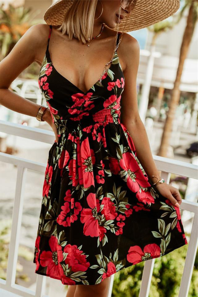 Women's Strap Dress Vacation V Neck Printing Long Sleeve Printing Above Knee Holiday Daily Beach display picture 18