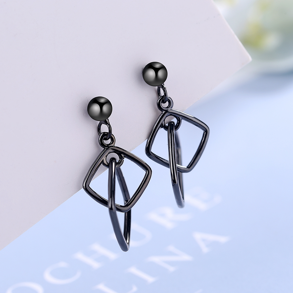 1 Paire Style Simple Rhombe Placage Le Cuivre Boucles D'oreilles display picture 3