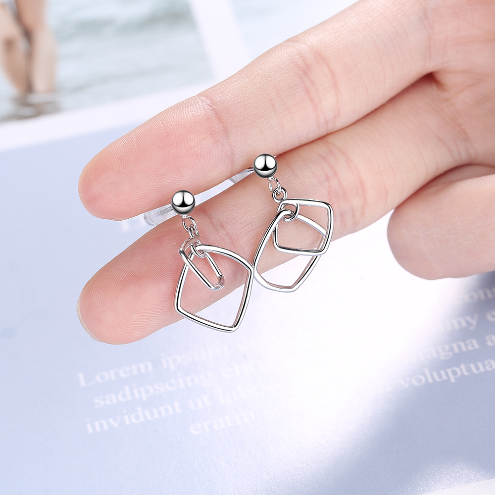 1 Pair Simple Style Rhombus Plating Copper Drop Earrings display picture 8
