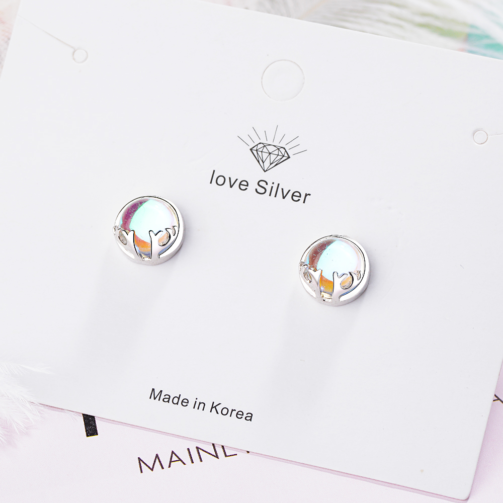 1 Pair Simple Style Classic Style Solid Color Inlay Copper Moonstone Ear Studs display picture 3