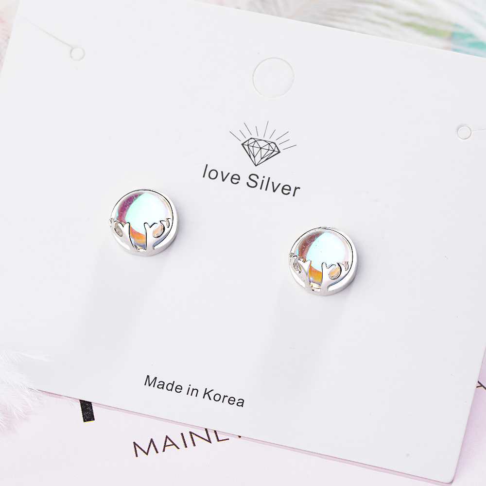 1 Paire Style Simple Style Classique Couleur Unie Incruster Le Cuivre Pierre De Lune Boucles D'Oreilles display picture 3