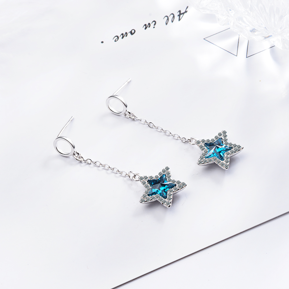 1 Pair Simple Style Classic Style Star Plating Inlay Copper Crystal Zircon Drop Earrings display picture 2