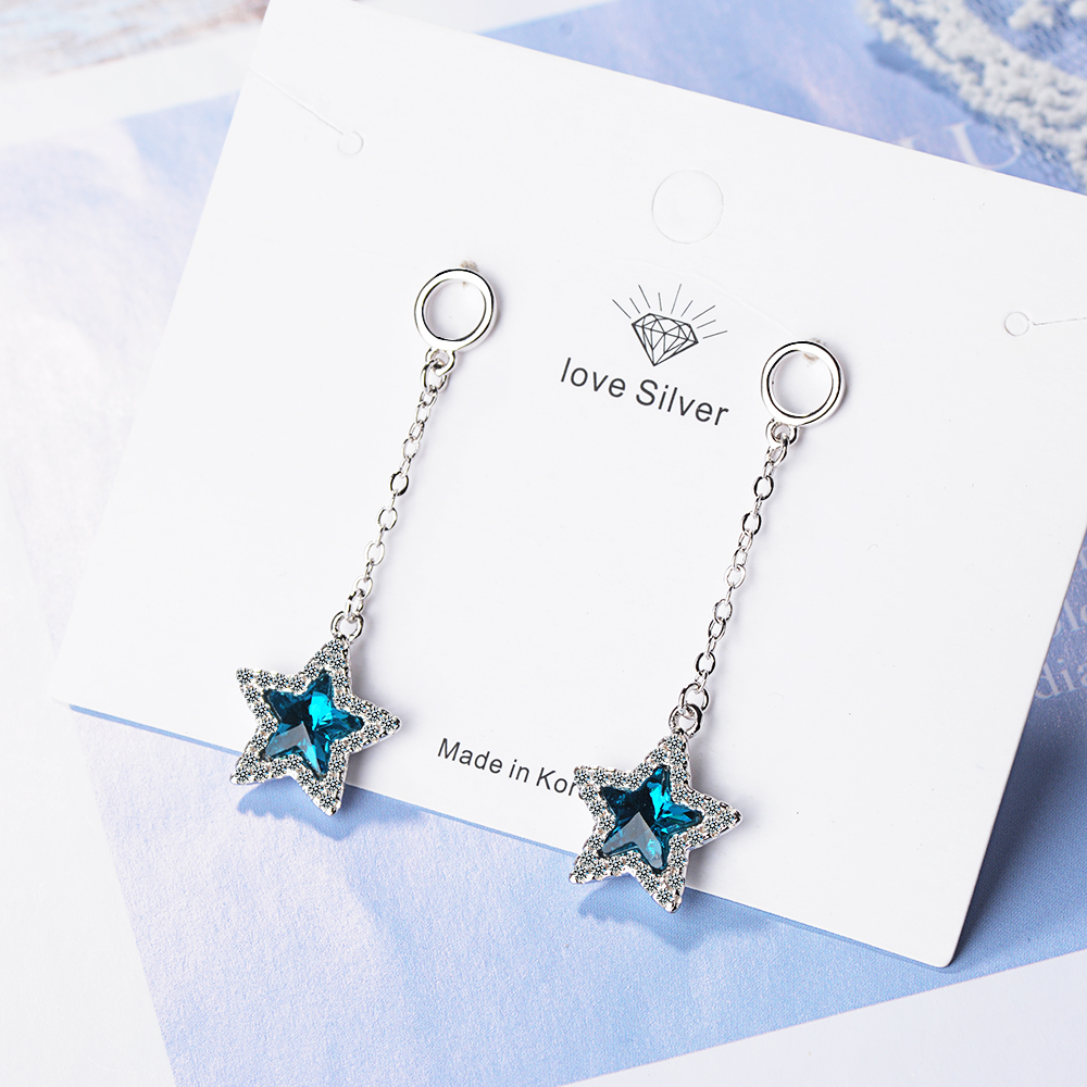 1 Pair Simple Style Classic Style Star Plating Inlay Copper Crystal Zircon Drop Earrings display picture 3