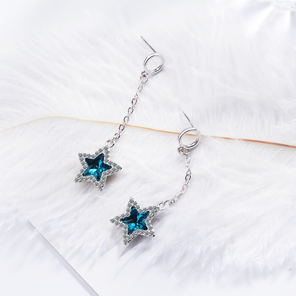 1 Pair Simple Style Classic Style Star Plating Inlay Copper Crystal Zircon Drop Earrings display picture 4