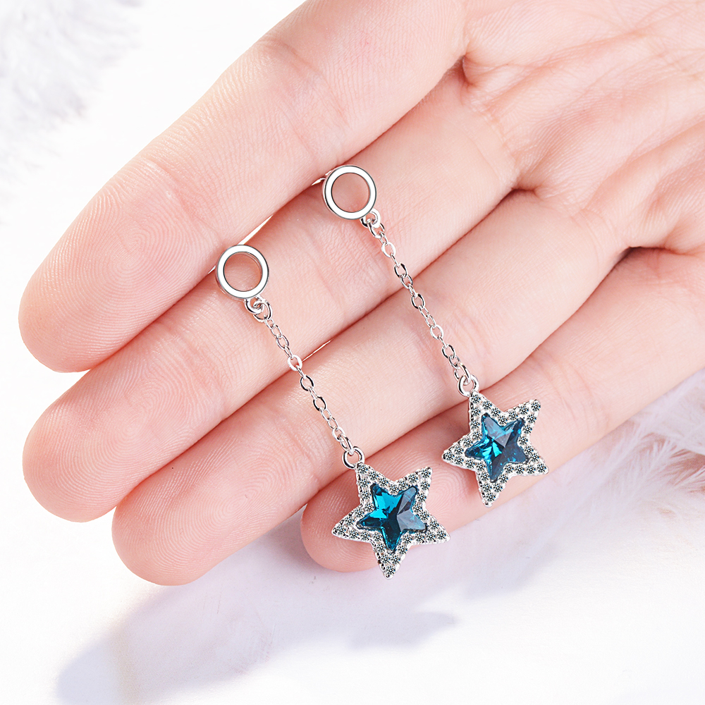 1 Pair Simple Style Classic Style Star Plating Inlay Copper Crystal Zircon Drop Earrings display picture 6