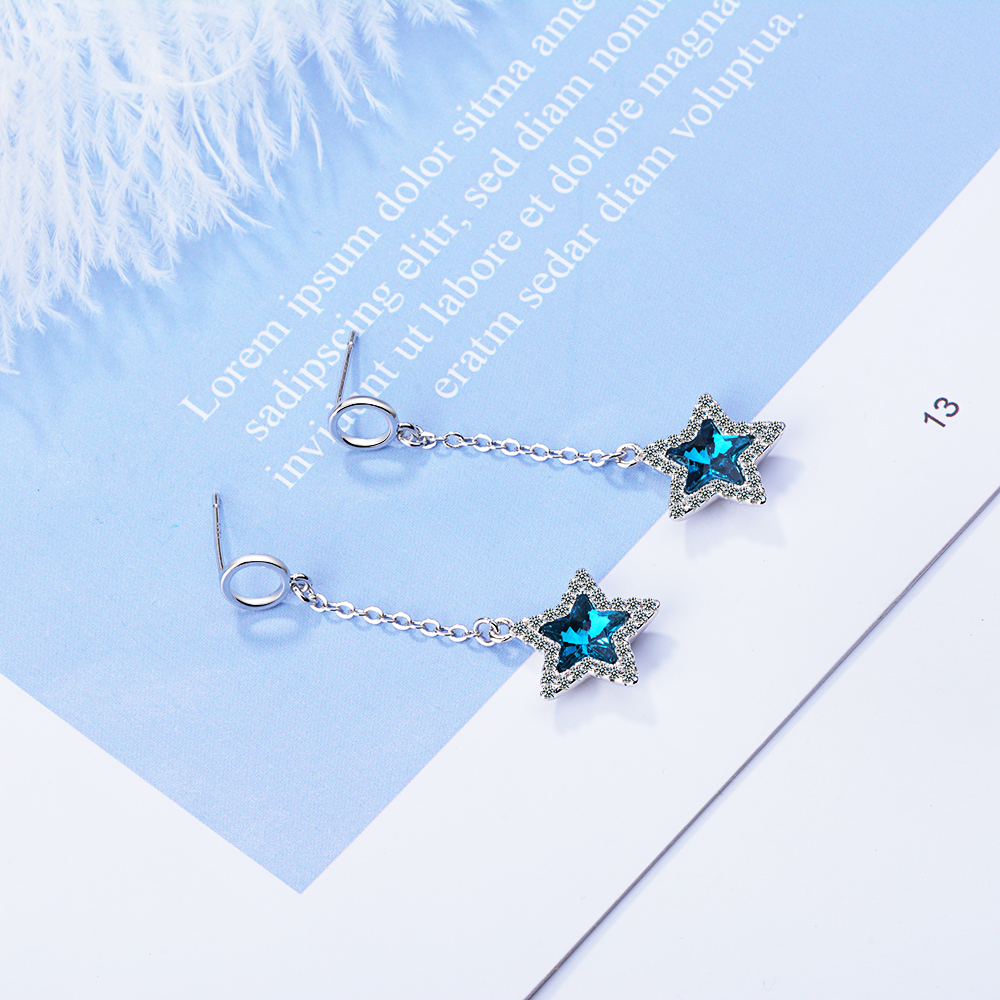 1 Pair Simple Style Classic Style Star Plating Inlay Copper Crystal Zircon Drop Earrings display picture 7