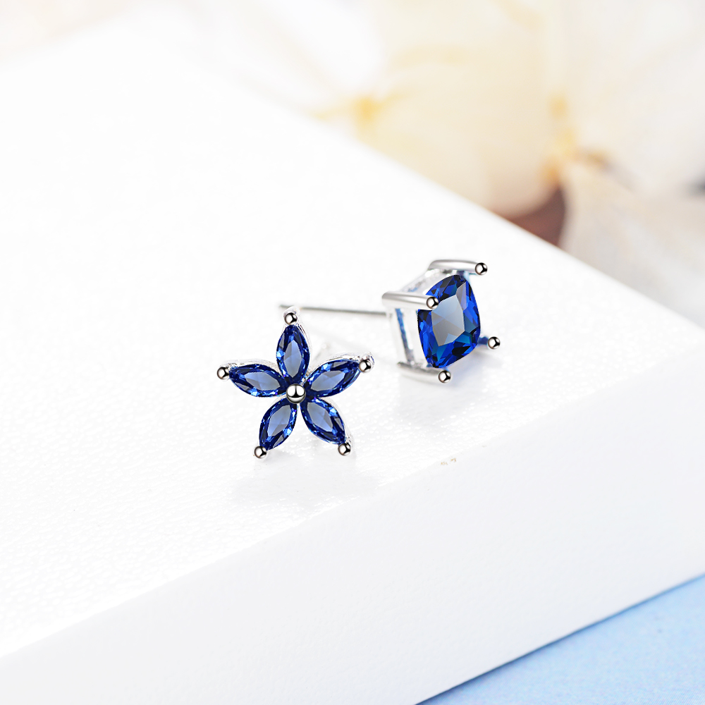 1 Paire Style Simple Fleur Asymétrique Incruster Le Cuivre Zircon Boucles D'Oreilles display picture 7