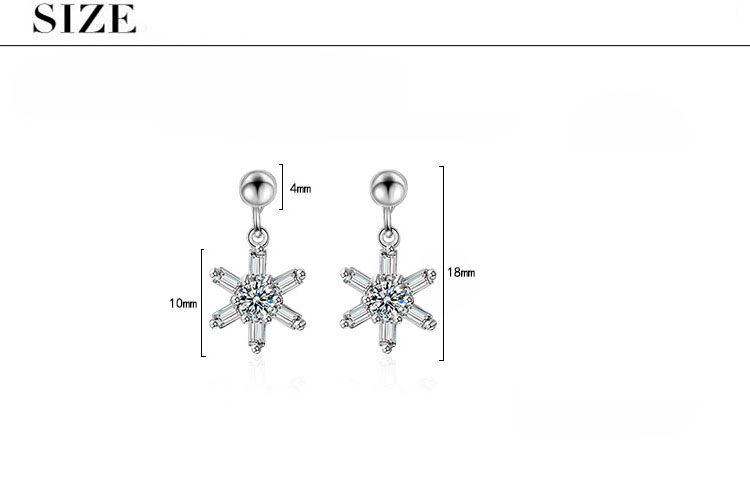 1 Pair Basic Snowflake Inlay Copper Zircon Drop Earrings display picture 1