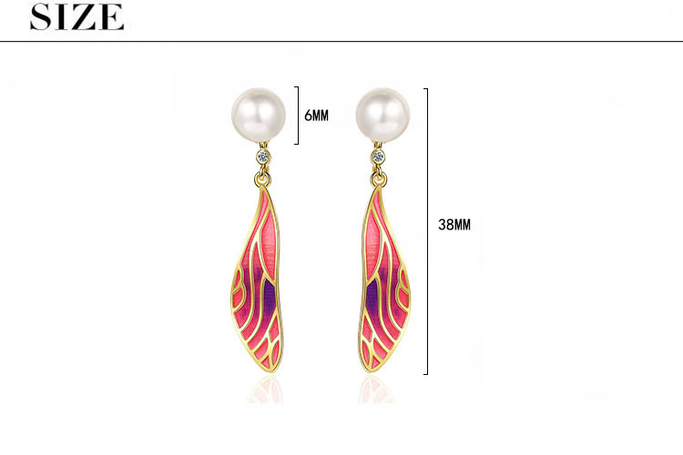 1 Pair Simple Style Classic Style Wings Plating Inlay Copper Rhinestones Pearl Drop Earrings display picture 1