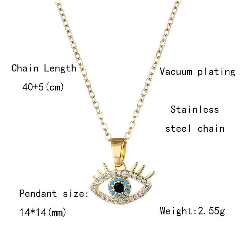 201 Stainless Steel Brass 18K Gold Plated IG Style Basic Classic Style Plating Inlay Devil's Eye Zircon Pendant Necklace display picture 1