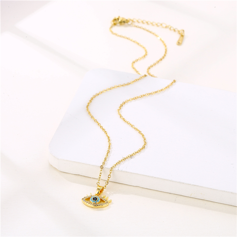 201 Stainless Steel Brass 18K Gold Plated IG Style Basic Classic Style Plating Inlay Devil's Eye Zircon Pendant Necklace display picture 5