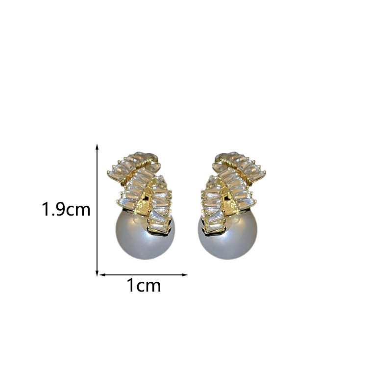 1 Pair Elegant Retro Geometric Inlay Alloy Artificial Pearls Rhinestones Ear Studs display picture 1