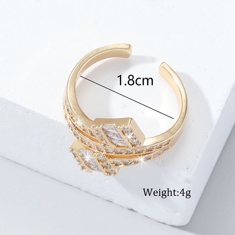 Wholesale Commute Shiny Geometric Copper Inlay Artificial Crystal Zircon Open Rings display picture 4