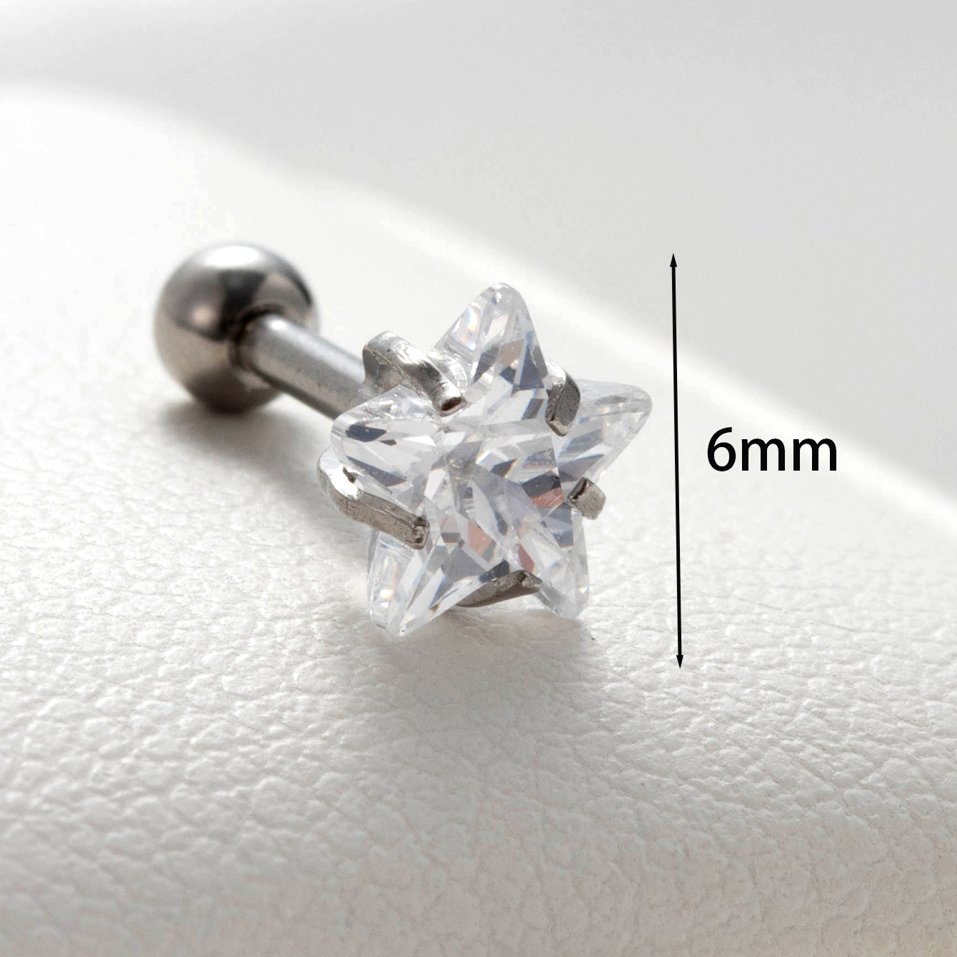 1 Piece Casual French Style Shiny Pentagram Inlay 316 Stainless Steel  Zircon Cartilage Earrings display picture 3