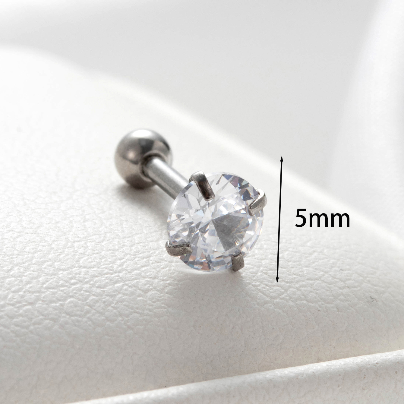 1 Piece Casual Simple Style Round Inlay 316 Stainless Steel  Zircon Ear Studs display picture 2