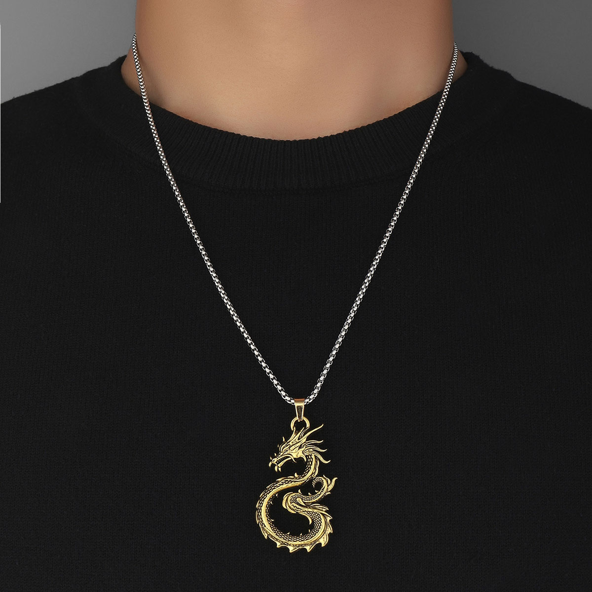 Hip-Hop Dragon Zinc Alloy Plating Men's Pendant Necklace display picture 4