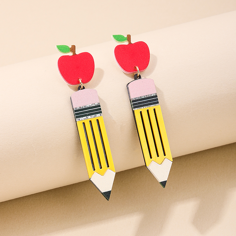 1 Piece Simple Style Classic Style Apple Pencil Printing Arylic Drop Earrings display picture 2