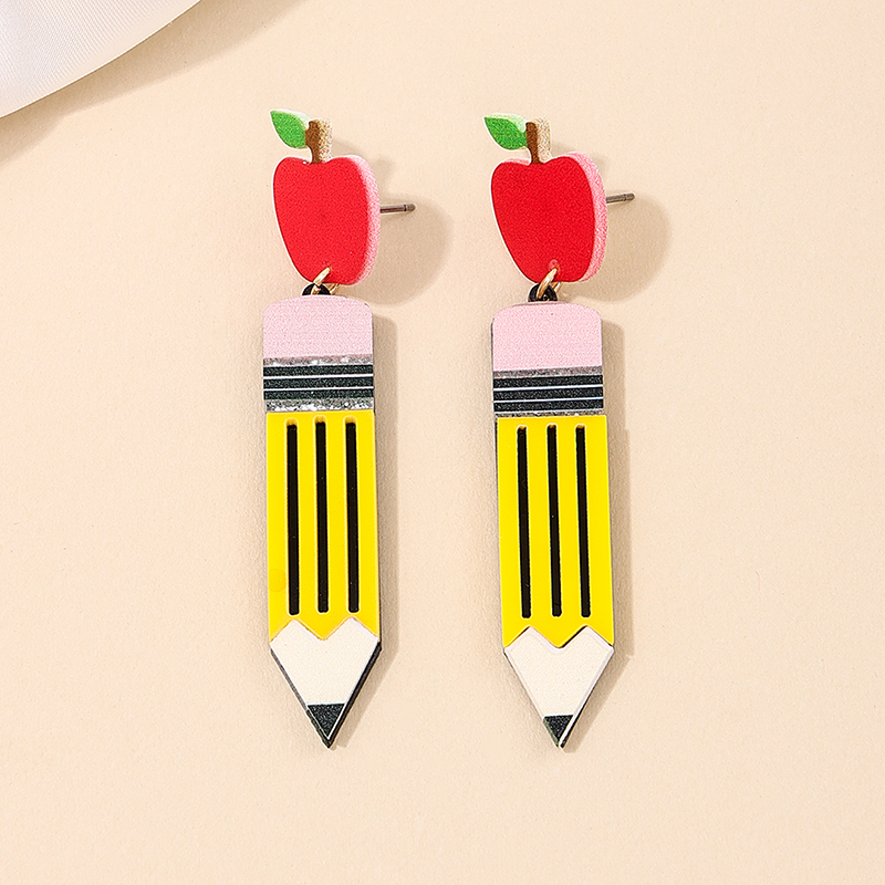 1 Piece Simple Style Classic Style Apple Pencil Printing Arylic Drop Earrings display picture 3