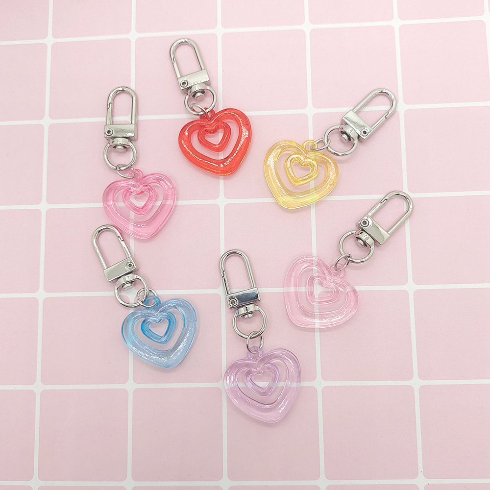Cute Sweet Heart Shape Arylic Bag Pendant Keychain display picture 9