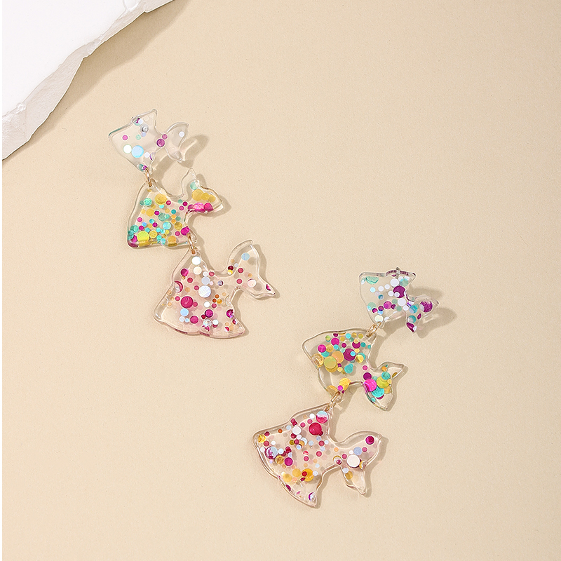 1 Pair Simple Style Classic Style Fish Printing Arylic Drop Earrings display picture 4