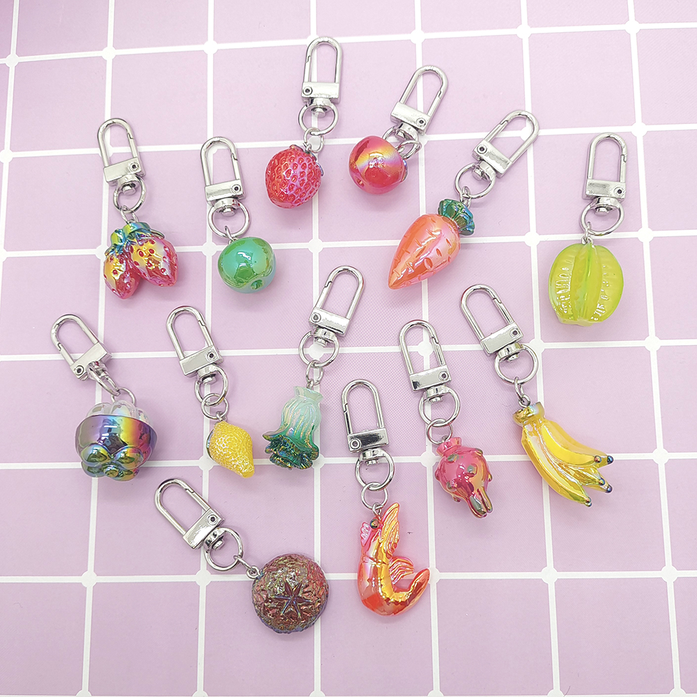 Cute Simple Style Fruit Shrimp Resin Bag Pendant Keychain display picture 6