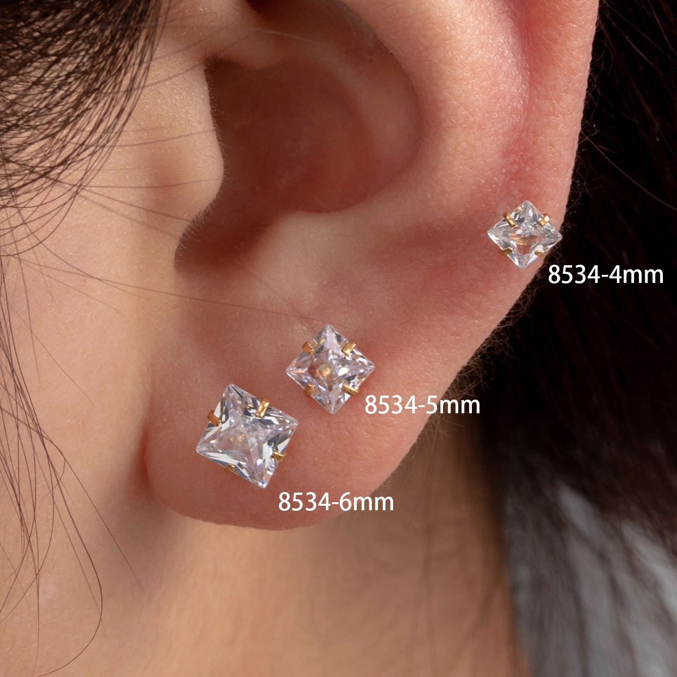 1 Piece Casual Simple Style Solid Color Plating Inlay 316 Stainless Steel  Zircon Ear Studs display picture 4
