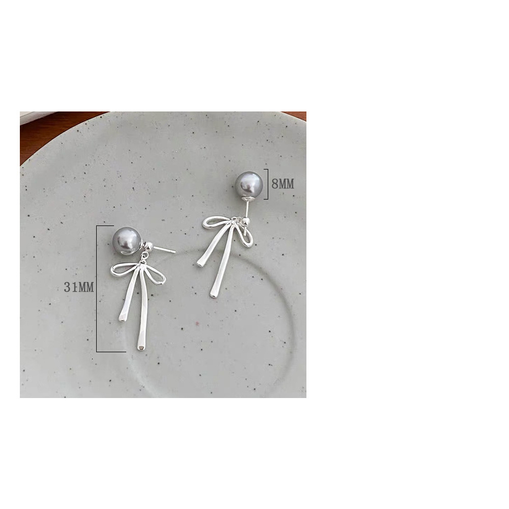 1 Paire Style Simple Noeud D'Arc Placage Argent Sterling Boucles D'Oreilles display picture 1