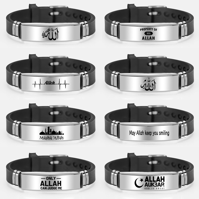 Hip-Hop Punk Letter Silica Gel Buckle Men's Wristband display picture 21