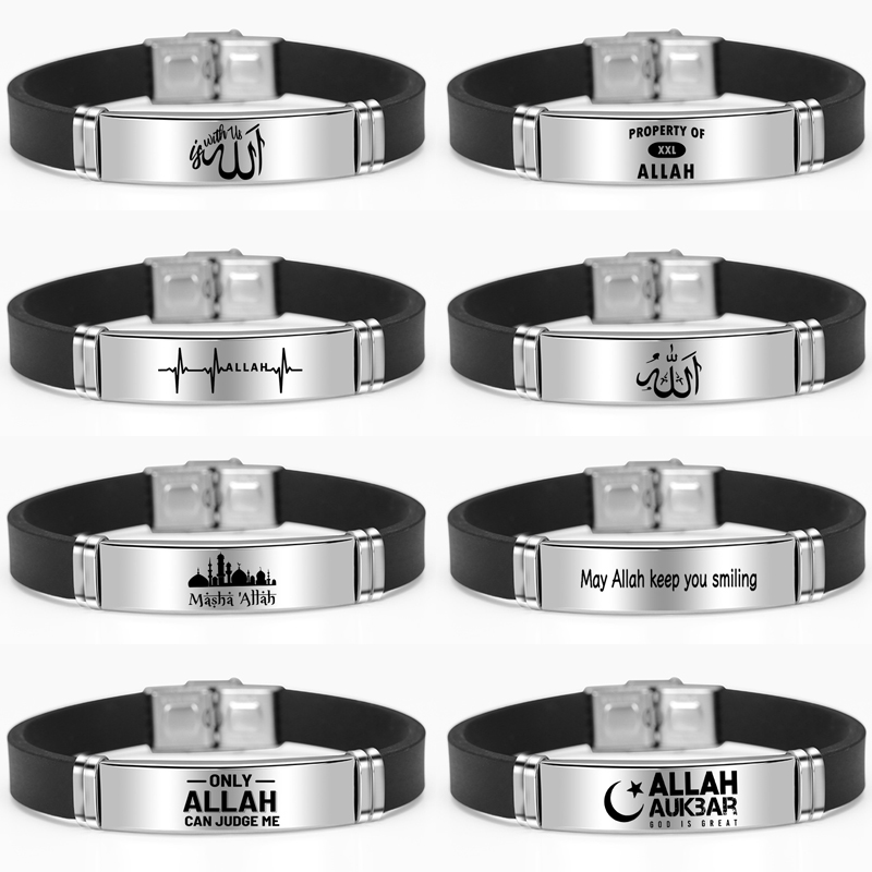 Hip-Hop Punk Letter Silica Gel Buckle Men's Wristband display picture 22