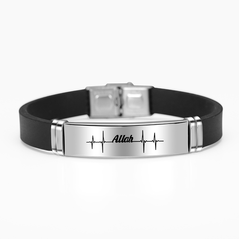 Hip-Hop Punk Letter Silica Gel Buckle Men's Wristband display picture 3