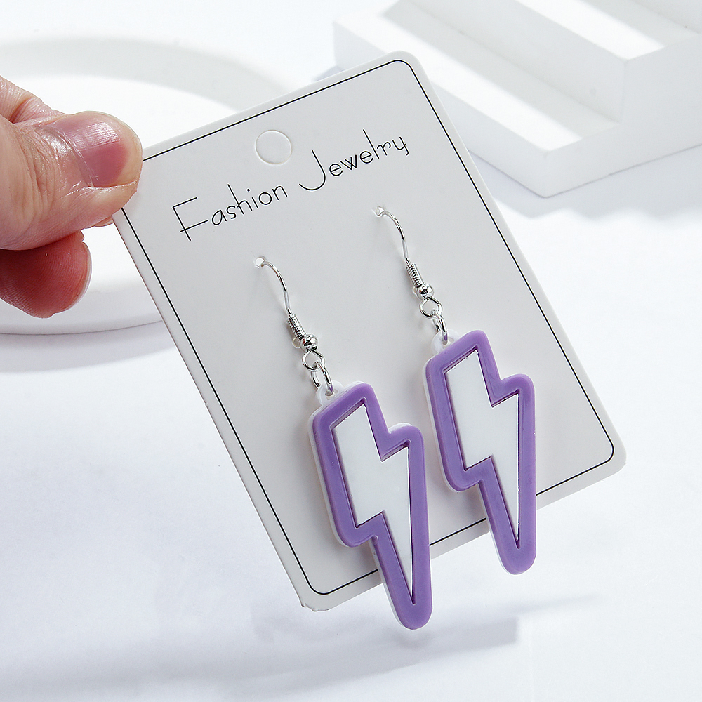 1 Pair Simple Style Lightning Arylic Drop Earrings display picture 3
