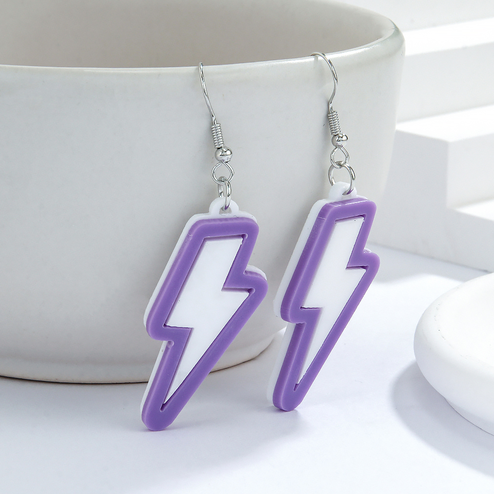 1 Pair Simple Style Lightning Arylic Drop Earrings display picture 4