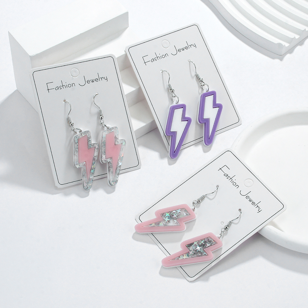 1 Pair Simple Style Lightning Arylic Drop Earrings display picture 5