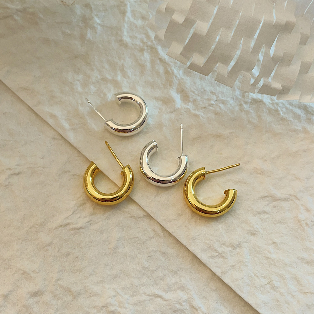 1 Paire Style Simple Rond Placage Argent Sterling Boucles D'Oreilles display picture 7