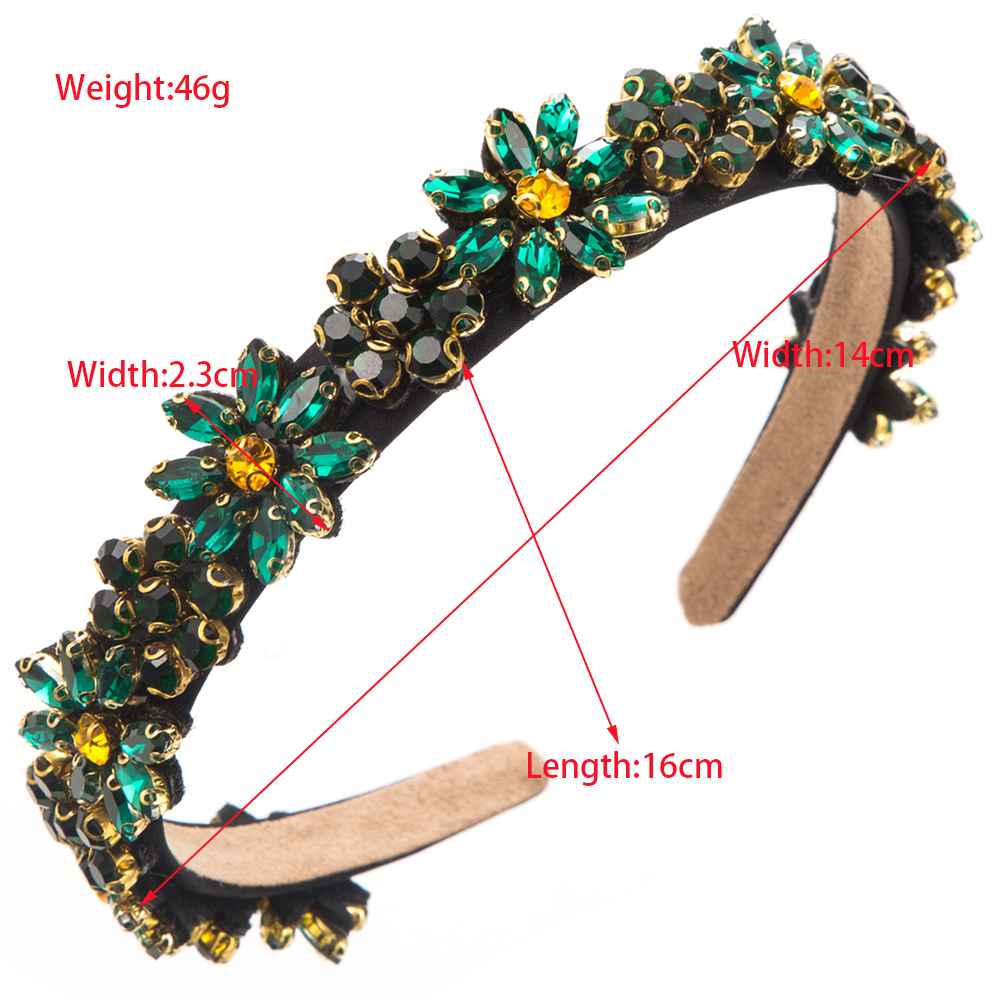 Women's Classic Style Flower Alloy Cloth Glass Inlay Rhinestones Glass Hair Band display picture 1