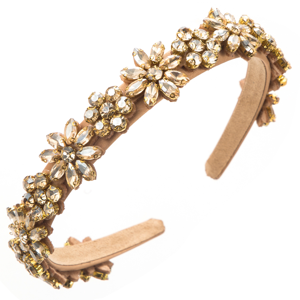Women's Classic Style Flower Alloy Cloth Glass Inlay Rhinestones Glass Hair Band display picture 8