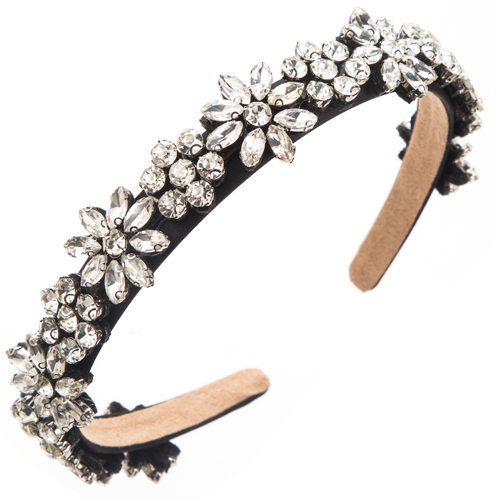 Women's Classic Style Flower Alloy Cloth Glass Inlay Rhinestones Glass Hair Band display picture 7