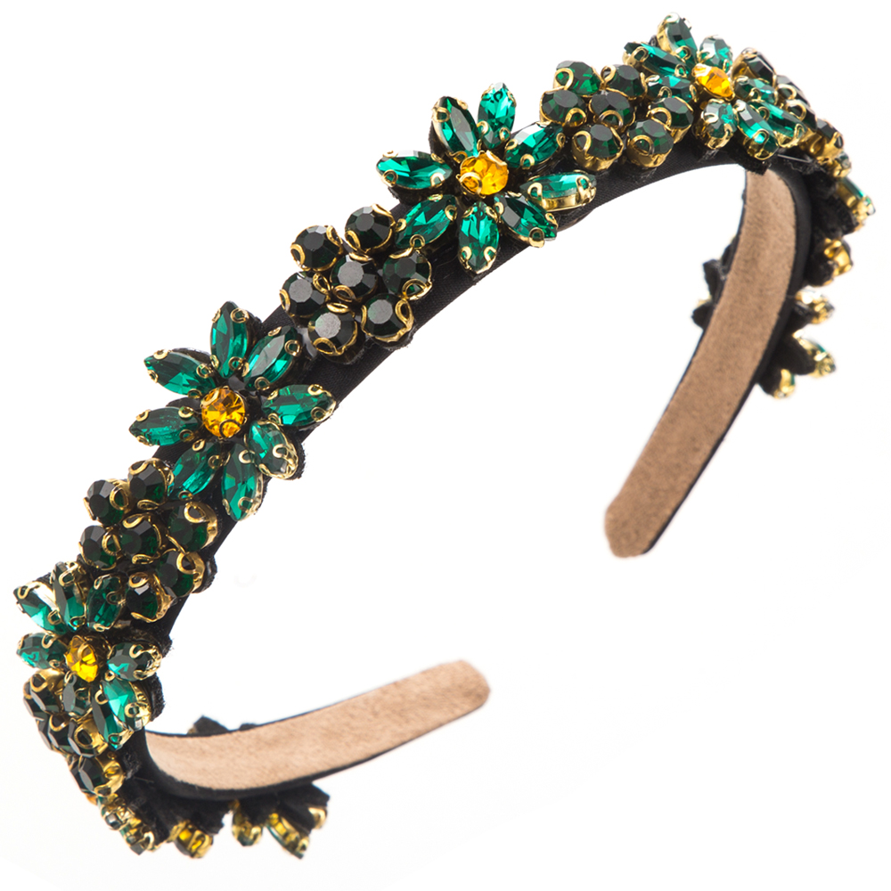 Women's Classic Style Flower Alloy Cloth Glass Inlay Rhinestones Glass Hair Band display picture 6