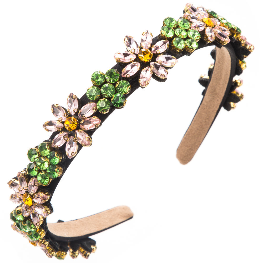 Women's Classic Style Flower Alloy Cloth Glass Inlay Rhinestones Glass Hair Band display picture 9
