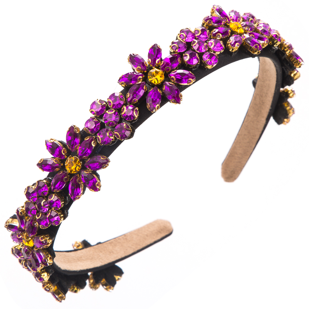 Women's Classic Style Flower Alloy Cloth Glass Inlay Rhinestones Glass Hair Band display picture 10