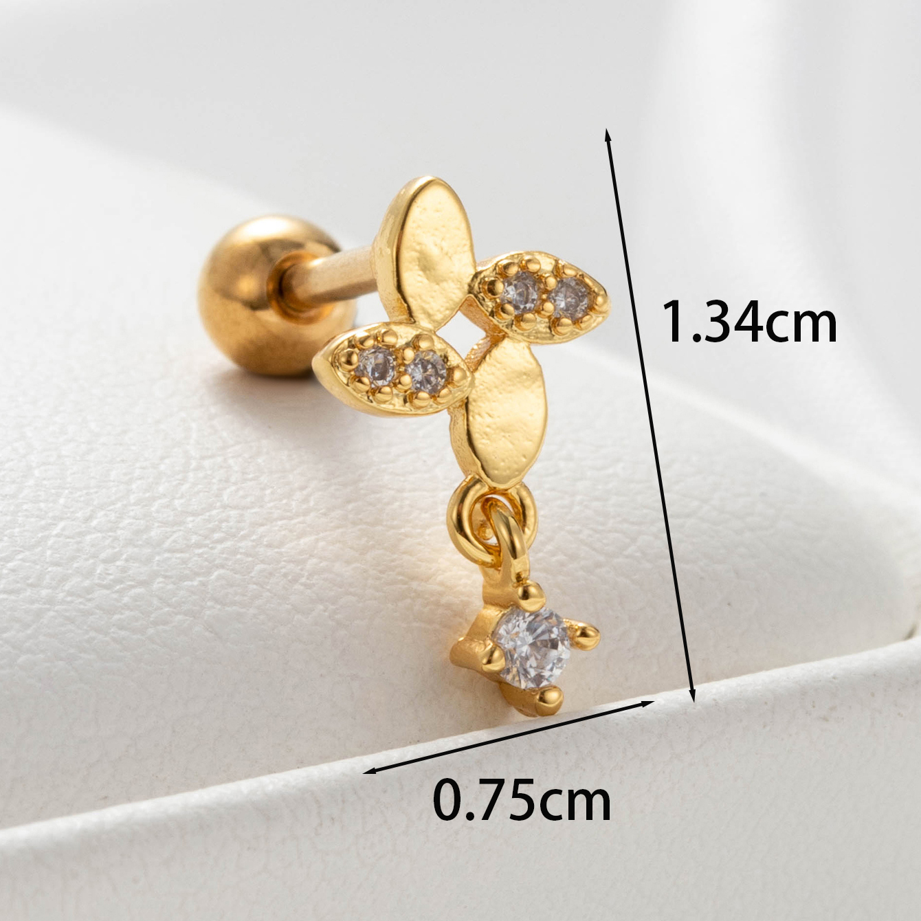 1 Piece Casual French Style Triangle Windmill Inlay Copper Zircon Ear Studs display picture 3