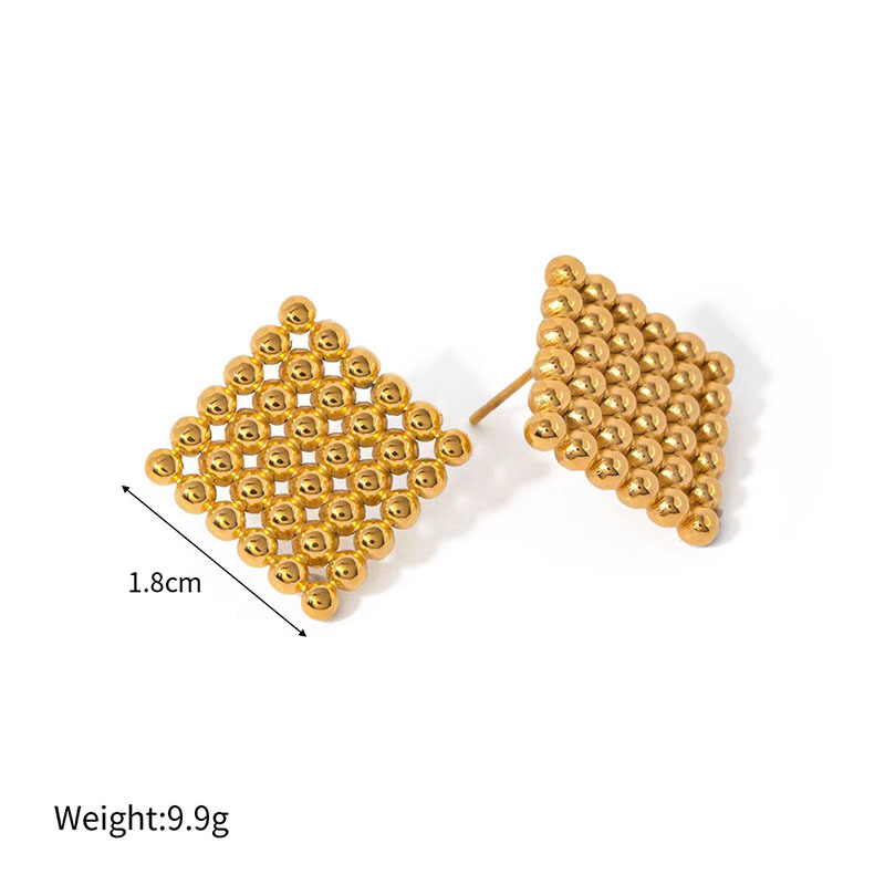 1 Pair Classical Argyle 201 Stainless Steel Gold Plated Ear Studs display picture 2