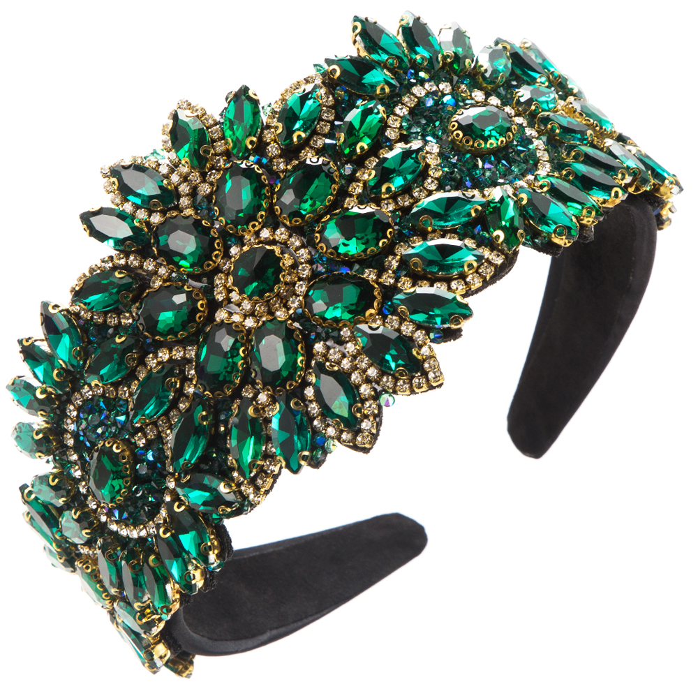 Women's Glam Luxurious Color Block Alloy Cloth Inlay Rhinestones Glass Hair Band display picture 6