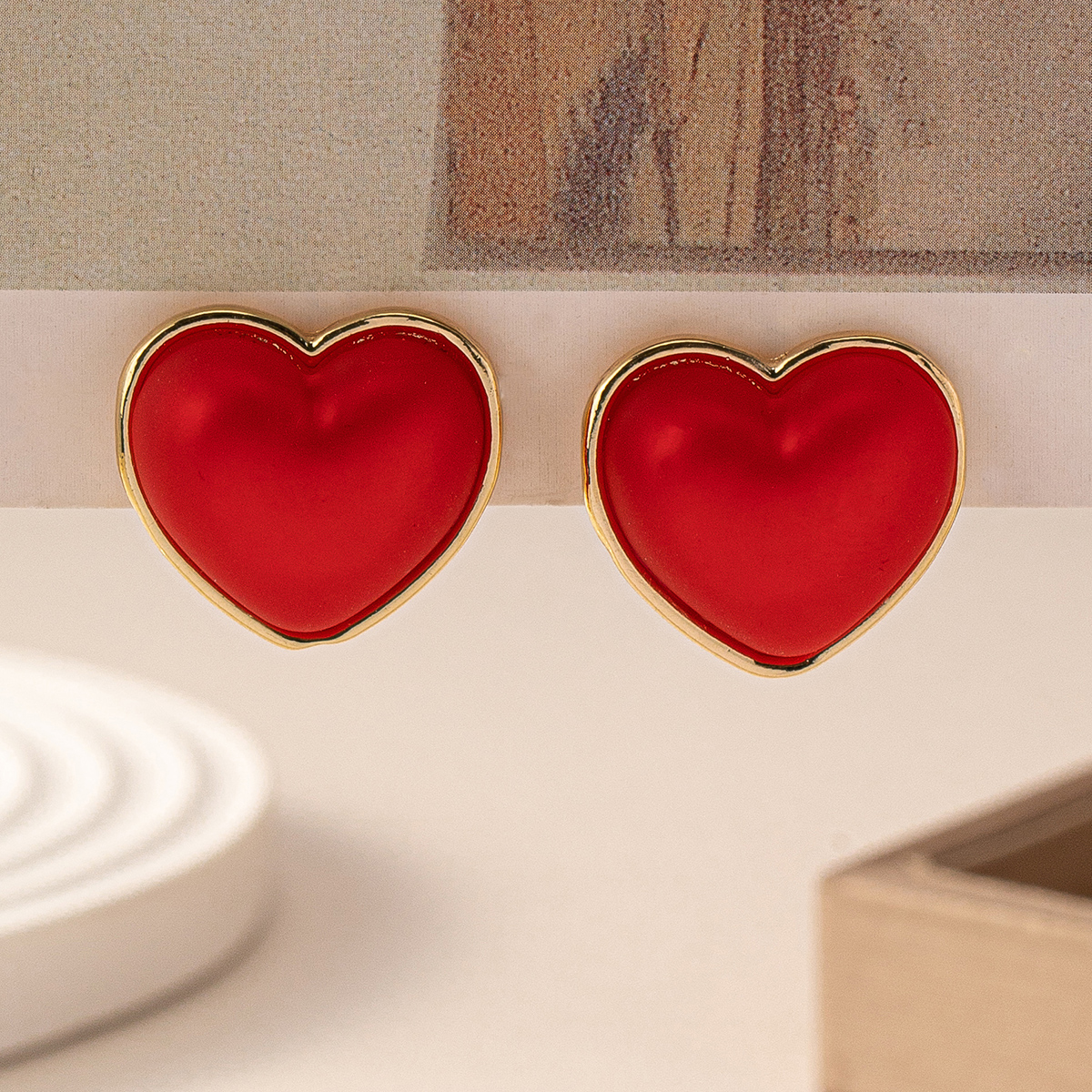 1 Pair Classic Style Heart Shape Plastic Zinc Alloy Ear Studs display picture 5