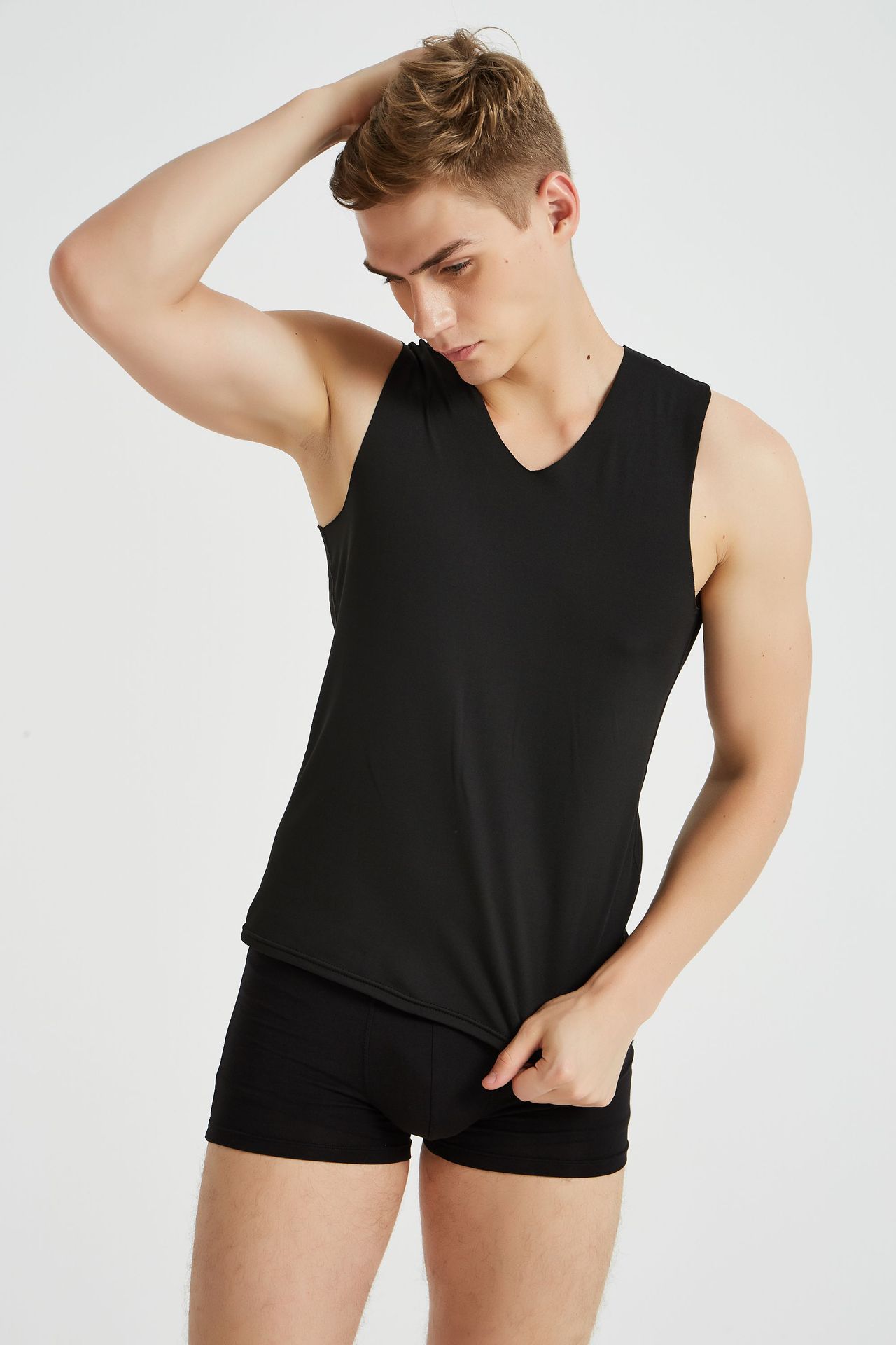 Men's Solid Color Racerback Tank Tops Men's Clothing display picture 18