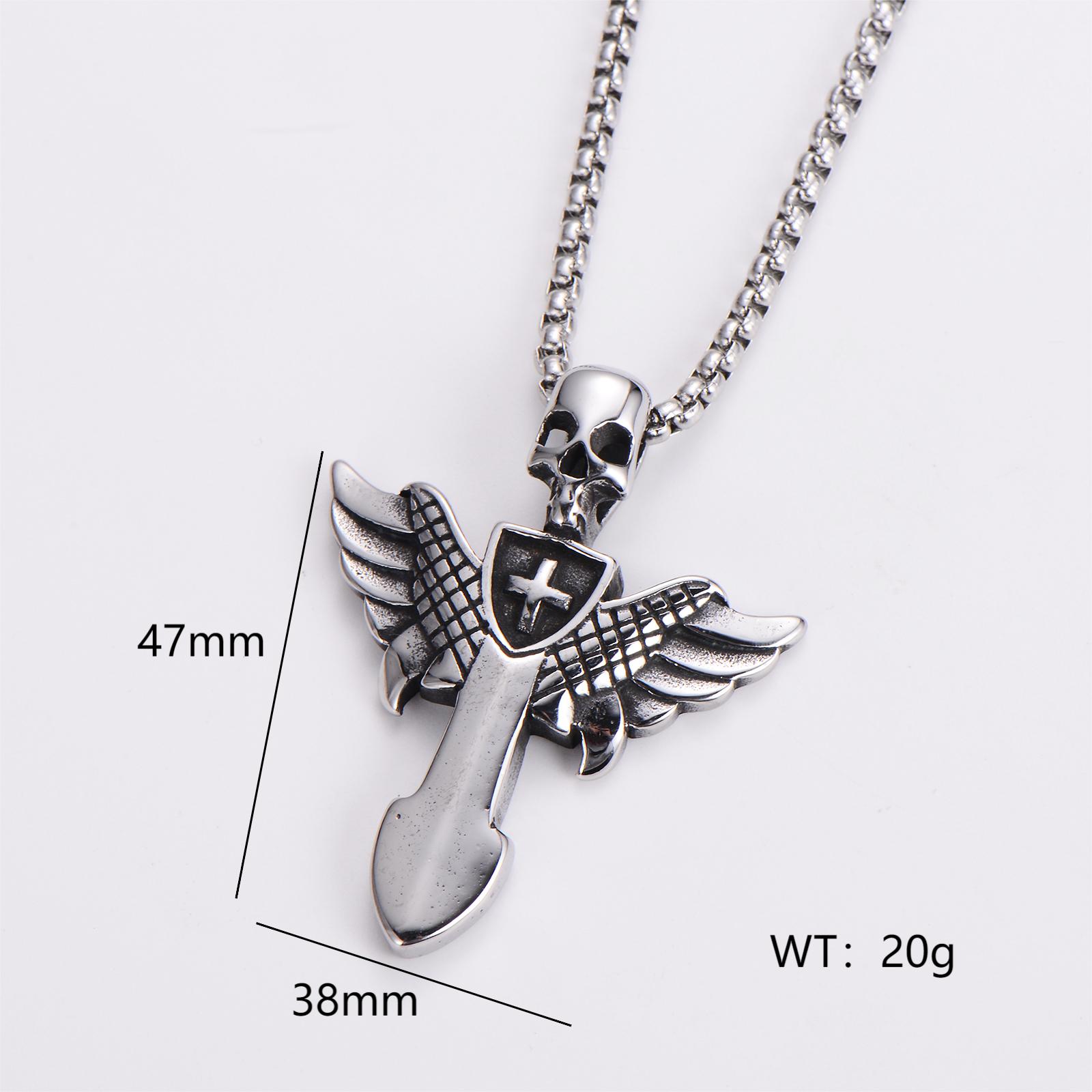 Punk Robot Wings Lizard 304 Stainless Steel Polishing Men's Pendant Necklace display picture 4